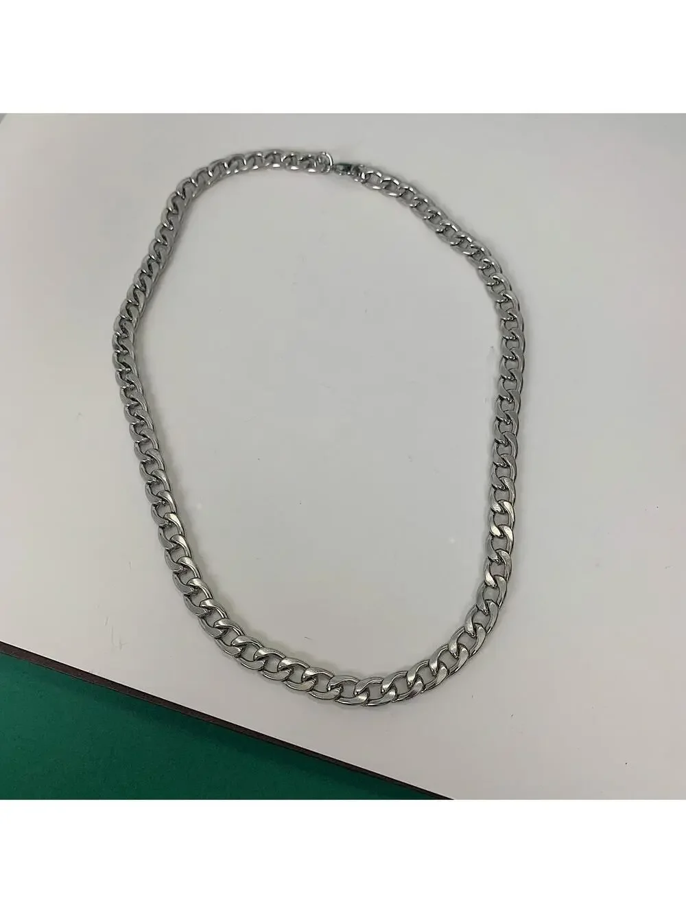 High quality Y2k style Silver stainless steel 23.5 inch Cuban chain necklace